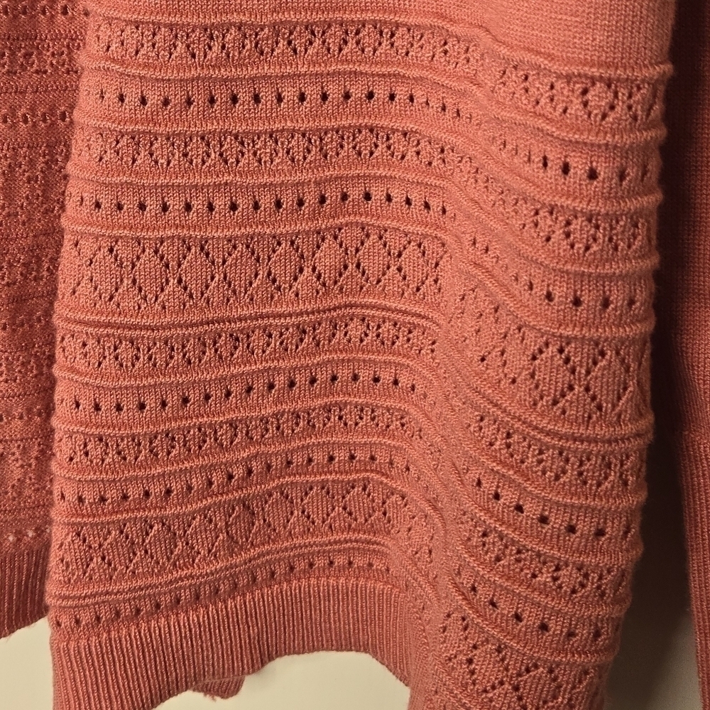 Lety & Me Open Front Coral Pink Cardigan Size Small - Picture 7 of 9